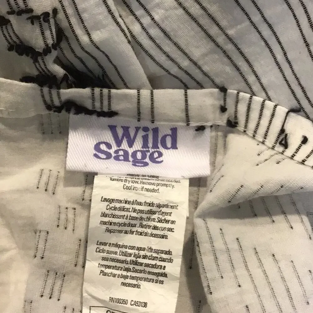 Wild Sage Shower Curtain black white 72” x 72”